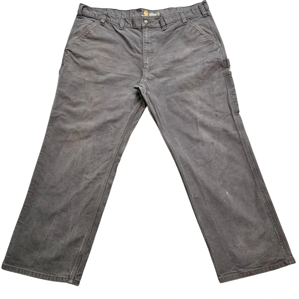 Carhartt Pants Mens 42x28 Gray Carpenter Relaxed Cotton Canvas Workwear Pockets